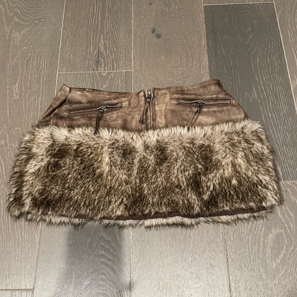 Jaded London Brown Faux Fur Mini Skirt